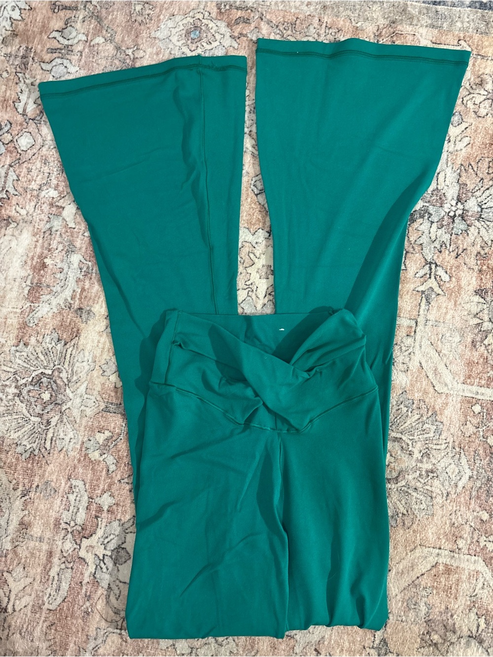 aerie Teal Twist-Waist Flare Leggings